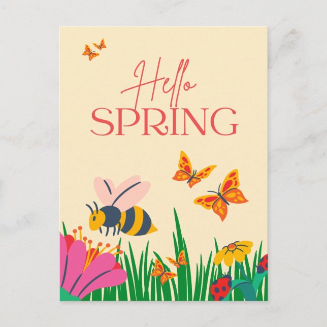 Postal Hola primavera  (Anverso)