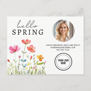 Postal Hola Primavera Floral Inmobiliaria Promocional