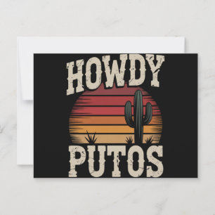 Postal Hola Putos Cactus Divertido Retro Vintage
