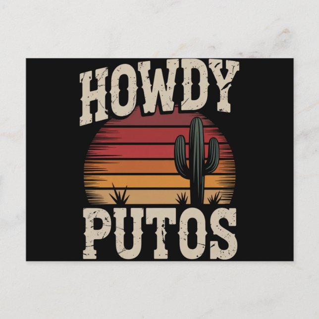 Postal Hola Putos Cactus Divertido Retro Vintage (Anverso)