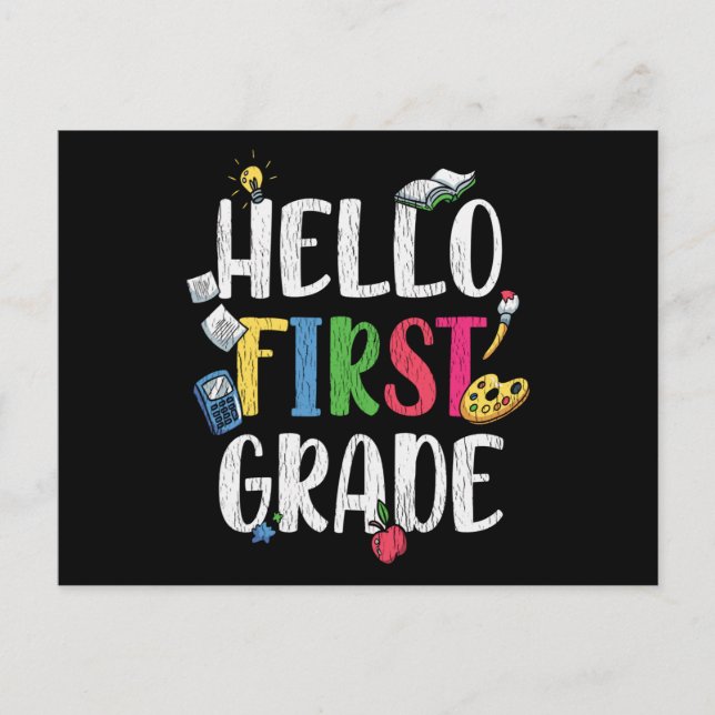 Postal Hola Regalo Para Aula De Primer Grado De La Escuel (Anverso)