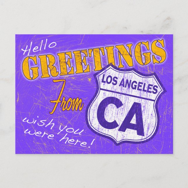 Postal "Hola, saludos desde Los Ángeles, California" (Anverso)