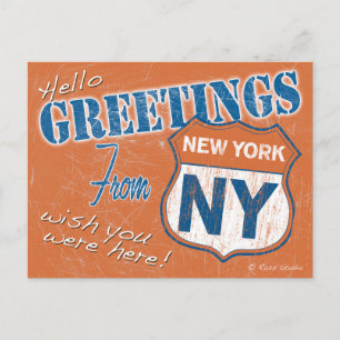 Postal "Hola, saludos desde Nueva York", NYC Retro