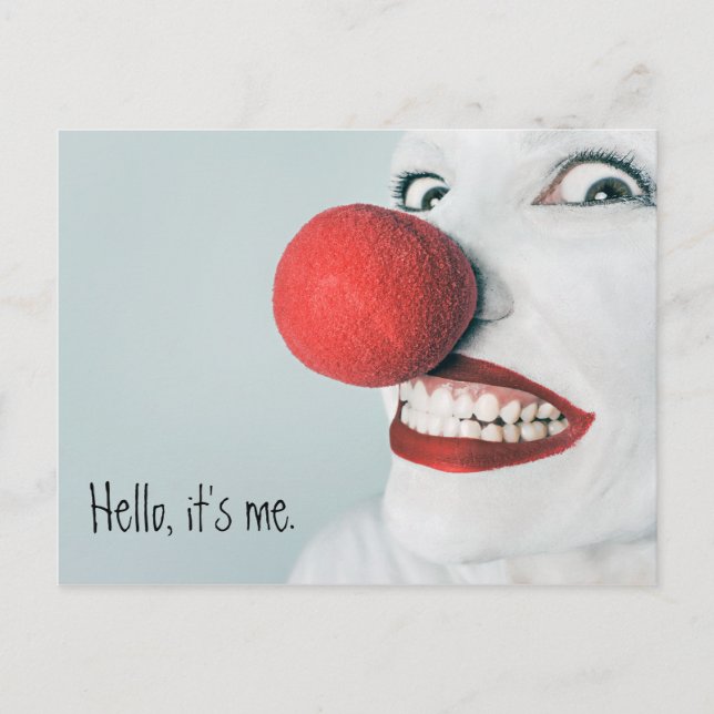 Postal Hola, Soy Cara de Payaso Divertido (Anverso)