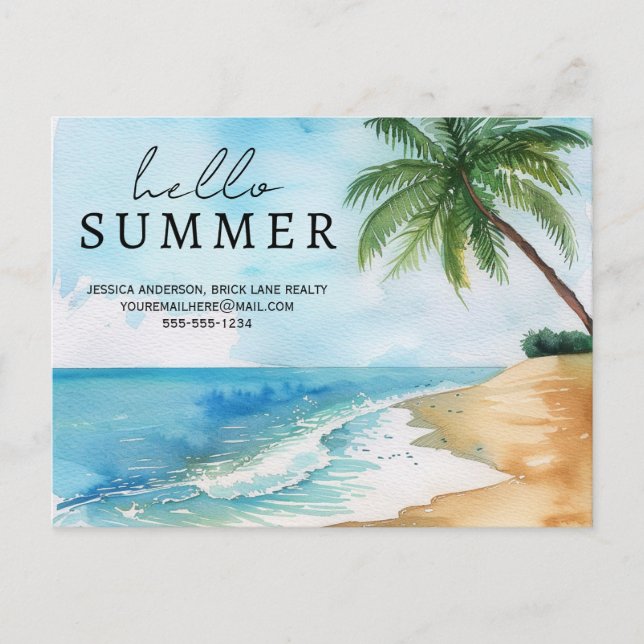 Postal Hola Summer Beach Contact Info Inmobiliaria (Anverso)