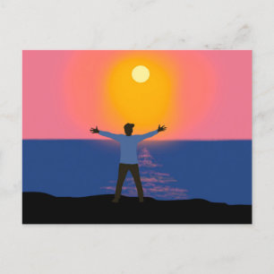 Postal Hola Sun Magical Sunset Beach Scene
