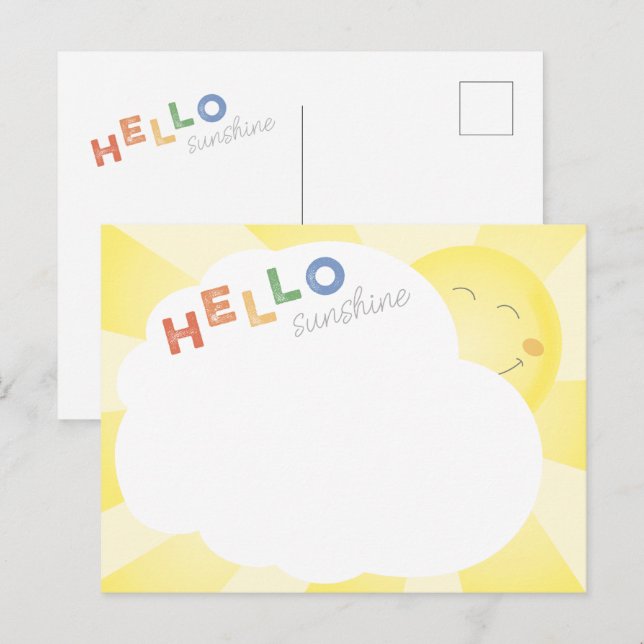 Postal Hola Sunshine Ilustrado Alegre (Anverso / Reverso)