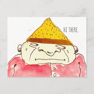 Postal Hola Tipo de Dibujos Animados Raro Extraño 