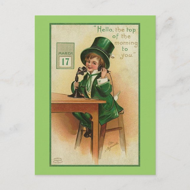 Postal Hola, Top of the Morning para ti (Anverso)