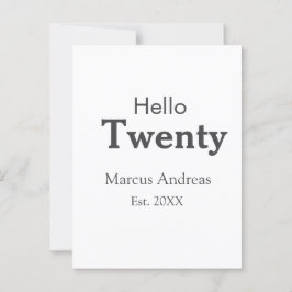 Postal Hola veinte cumpleaños agregar nombre est. Agregar