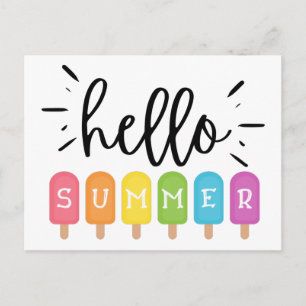 Postal Hola verano-Helado-Paleta