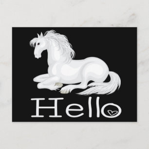 Postal Hola White Horse Equestrian Pony Pensando En Ti