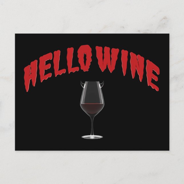 Postal Hola Wine - Un trato de Halloween (Anverso)