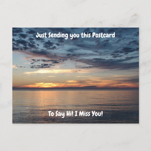 Postal Hola y te extraño Sunset en Cape Cod Beach (Anverso)