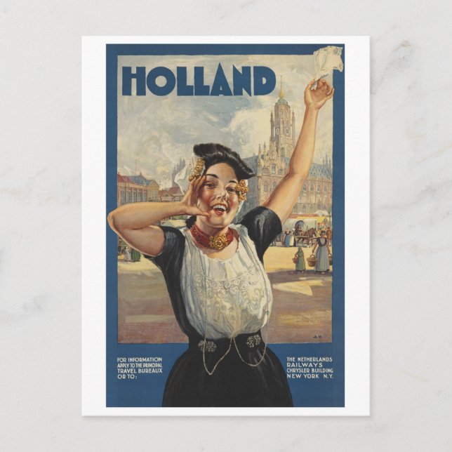 Postal Holanda de Viajes por Viaje por Tren (Anverso)