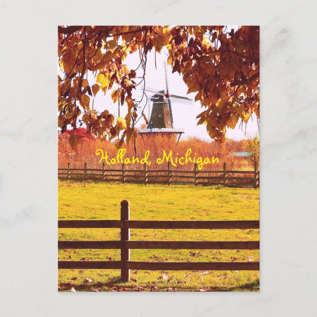 POSTAL HOLANDA, MICHIGAN, COLORES WINDMILL Y FALL (Anverso)