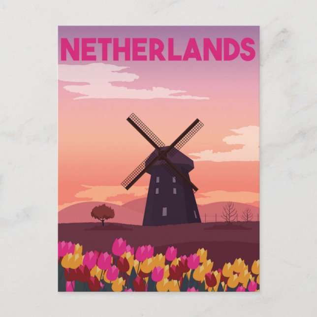 Postal Holanda Países Bajos Vintage Travel tulips (Anverso)