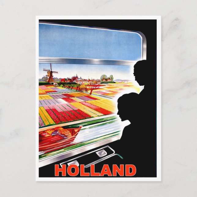 Postal Holanda, vista desde la ventana del tren, viaje vi (Anverso)