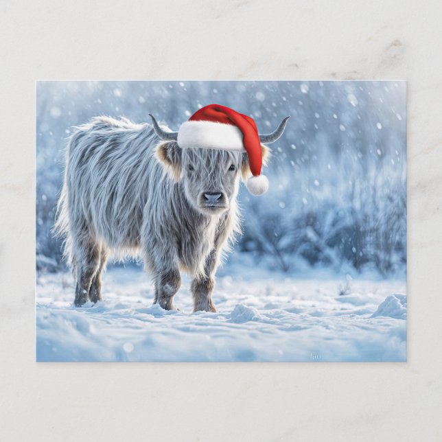 Postal Holiday Highland Calf in the Snow Cute (Anverso)