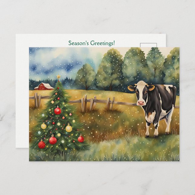 Postal Holiday Seasons Greetings Country Barn  (Anverso / Reverso)