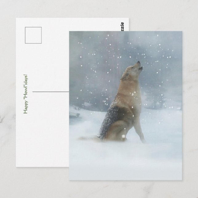 Postal Holiday Wolf y Snow Happy Howlidays (Anverso / Reverso)