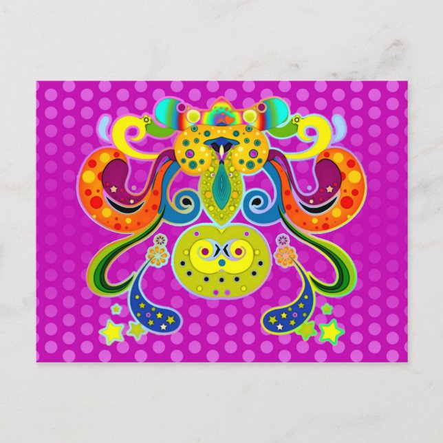 Postal holiES - vaca sagrada y feliz abstracta + tus idea (Anverso)