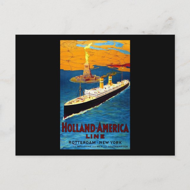 Postal Holland America Line Rotterdam Nueva York (Anverso)