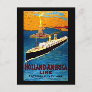 Postal Holland America Line Rotterdam Nueva York