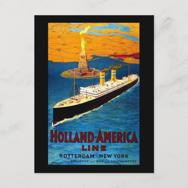 Postal Holland America Line Rotterdam Nueva York (Anverso)
