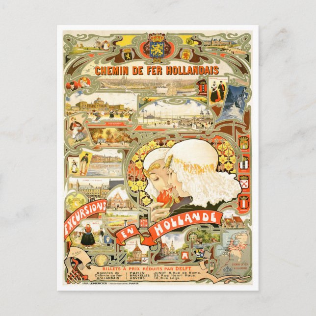 Postal Holland trainlines viajes vintage Postcard (Anverso)