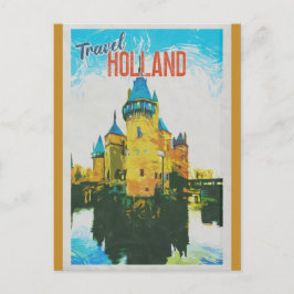 Postal Holland Vintage Castle Retro Travel