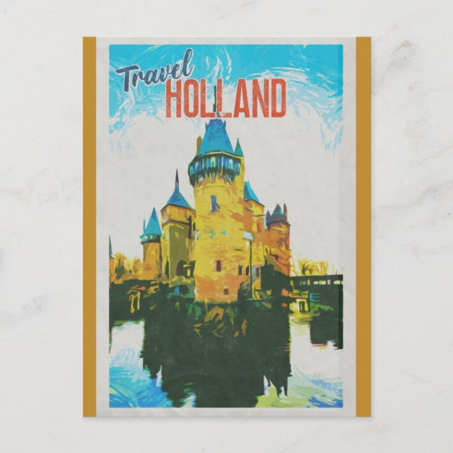 Postal Holland Vintage Castle Retro Travel (Anverso)