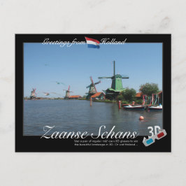 Postal Holland Zaanse Schans Windmil 3D Anaglyph Postcard