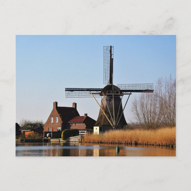 Postal Hollandse Molen aan de waterkant. (Anverso)