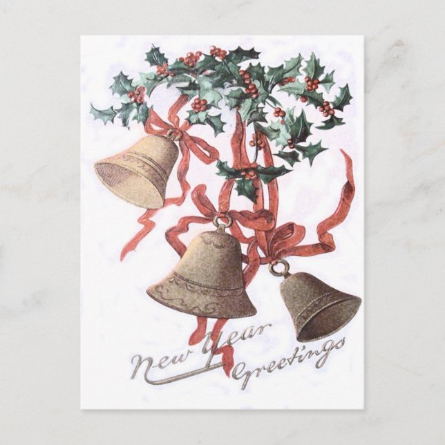 Postal Holly Bell Red Ribbon (Anverso)