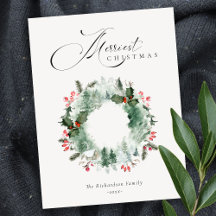 Holly Berries Pine Tree Red Navidad Wreath