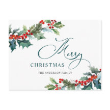 Holly Berry Navidades Mistletoe Holiday Greeting