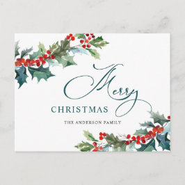 Postal Holly Berry Navidades Mistletoe Holiday Greeting