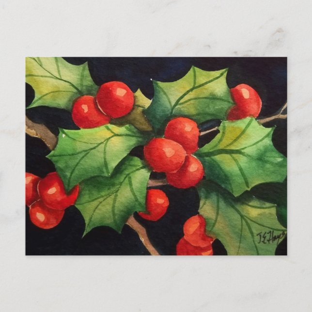 Postal Holly Berry Night (Anverso)