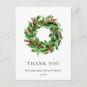 Postal Holly Berry Pine Cones Navidades Wreath