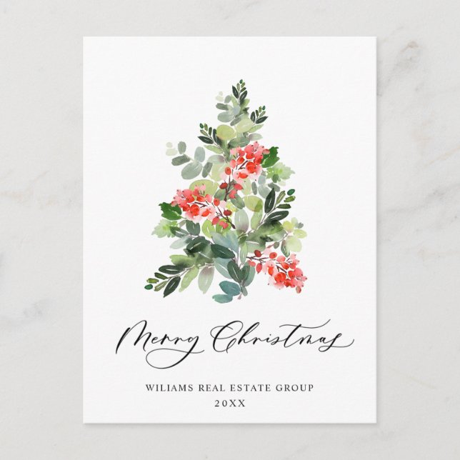 Postal Holly Christmas Tree Corporate Greaming Holiday (Anverso)