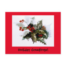 Postal Holly cubierta de nieve