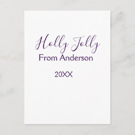 Postal Holly Jolly holidays add name family year purple s