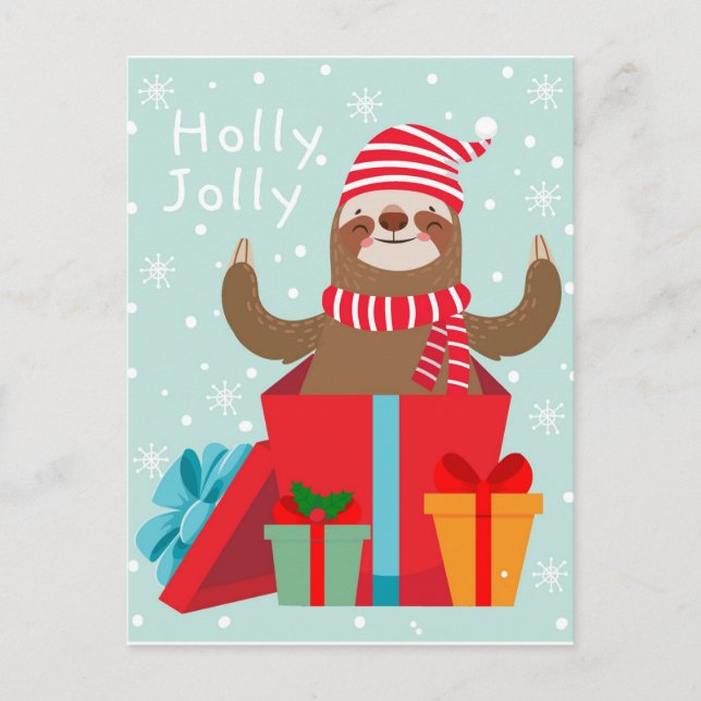 Postal Holly Jolly Sloth (Anverso)