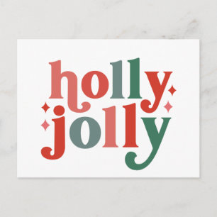 Postal Holly Jolly - Tipografía de vacaciones retro