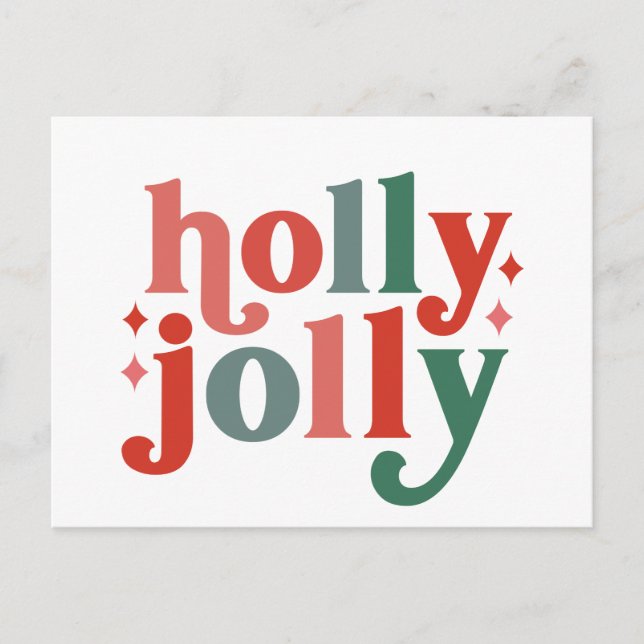 Postal Holly Jolly - Tipografía de vacaciones retro (Anverso)