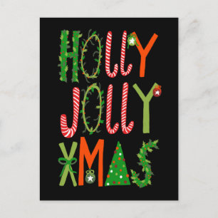 Postal HOLLY JOLLY XMAS Dulces Navidades de vacaciones