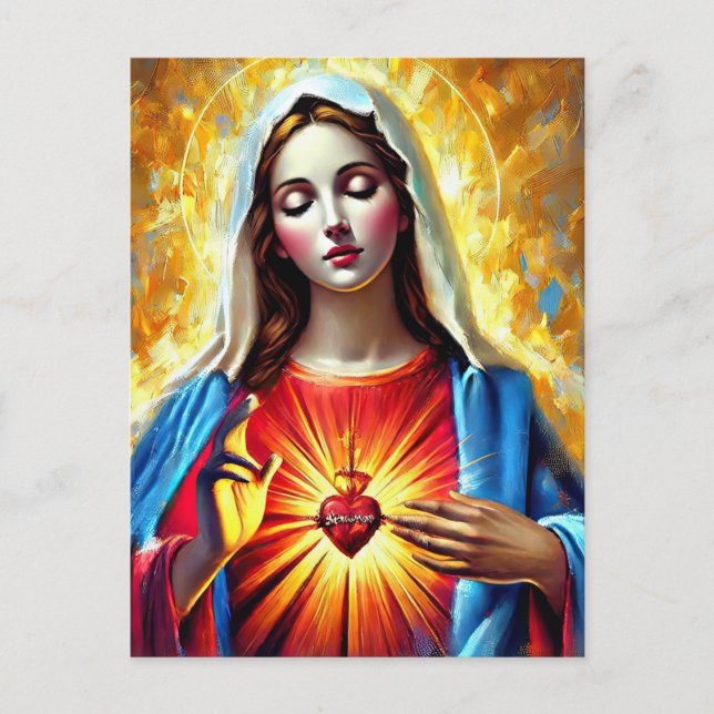Postal Holly Mary Maria Madonna Mariana Virgin Mary (Anverso)