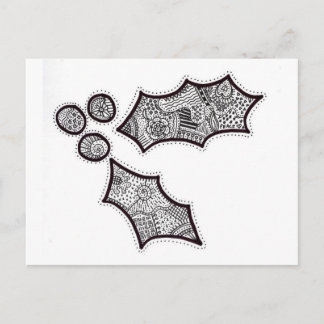 Postal Holly Postcard en blanco y negro