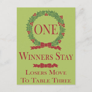 Postal Holly Wreath Bunco Table Card #1